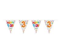 Folat 27103 2nd Birthday Happy Bday Dots Bunting Garland-10 m, Multi Colors