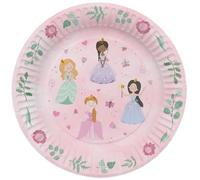Folat Decorazione di compleanno Rosa-Piatti-Pretty Princess-23 cm-8 pezzi-Stoviglie feste da principessa, 27486