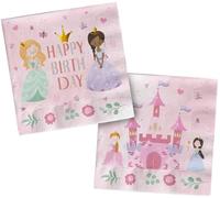Folat 27487 Decorazione di compleanno Principessa Rosa - Tovaglioli - Pretty Princess - 250 ml -20 pezzi - Stoviglie per feste da principessa per feste da principessa
