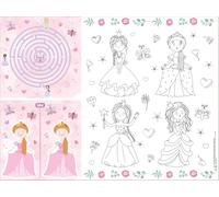 Folat 27495 Decorazione di compleanno Rosa-Tovaglietta per Attività-Pretty Princess-6 pezzi-Stoviglie feste da principessa
