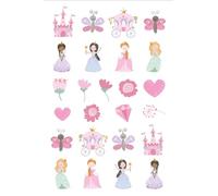 Folat 27499 Decorazione di compleanno Rosa Pretty Princess-6 pezzi-Tatuaggi Teschio Cappello Accessori principessa Festa, Multicolore