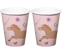 Folat 27502 Decorazione di Compleanno a Cavallo Rosa - Biecchieri - Happy Horses - 250 ml - 8 pezzi - Stoviglie per Feste a Tema Cavallo (Confezione da 2)