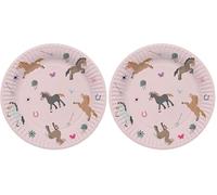 Folat 27503 Decorazione di Compleanno a Cavallo Rosa - Piatti - Happy Horses - 23 cm - 8 Pezzi - Stoviglie per Feste a Tema Cavallo (Confezione da 2)