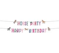Folat 27505 Decorazione di Compleanno Rosa-Ghirlanda di Lettere Set-Happy Horses-1,5 meter-Forniture per Feste a Tema Cavallo, Multicolore, 115x14cm