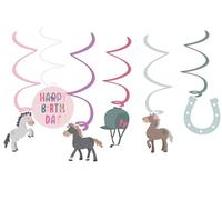 Folat 27507 Compleanno Rosa-Decorazione da Appendere-Happy Horses-6 pezzi-Forniture per Feste a Tema Cavallo, Multicolore