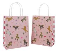 Folat 27508 Decorazione di Compleanno Rosa-Sacchetti Regalo-Happy Horses-20 x 27 cm-6 pezzi-Forniture per Feste a Tema Cavallo, 1 stück (6er Pack)