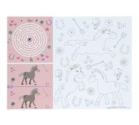 Folat 27512 Decorazione di Compleanno Rosa-Tovaglietta per Attività-Happy Horses-6 pezzi-Forniture per Feste a Tema Cavallo, Multicolore