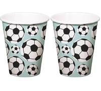 Folat 27567 Calcio Blu Verde Biecchieri - Fantastic Football - 250 ml - 8 pezzi - Decorazione da calcio per compleanno per bambini maschi e femmine (Confezione da 2)