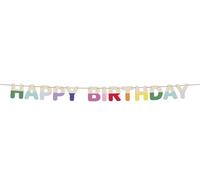 Folat 27786 Decorazione per compleanni colorata-Ghirlanda di Lettere-Legno-HAPPY BIRTHDAY-Stripetastic-4 m-Articoli per feste per bambini e adulti, Multicolore
