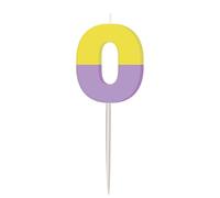 Folat 27789 Decorazione per compleanni e feste colorata - Candela - Stripetastic - Cifra 0 - Articoli per feste per bambini e adulti