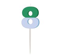 Folat 27797 Decorazione per compleanni e feste colorata - Candela - Stripetastic - Cifra 8 - Articoli per feste per bambini e adulti