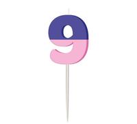 Folat 27798 Decorazione per compleanni e feste colorata - Candela - Stripetastic - Cifra 9 - Articoli per feste per bambini e adulti