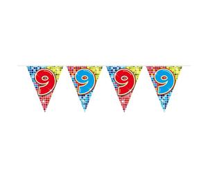Folat 60509 9th Birthday XS Bunting Garland Blocks, Multi Colors