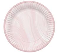 Folat 61915 Stoviglie Per Feste Ø 23cm 8 pezzi Marmo rosa-Piatti Di Carta per Cena di compleanno, bambini, festa, matrimoni, baby shower
