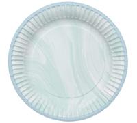 Folat 61918 Stoviglie Per Feste Piatti Ø 23cm 8 pezzi Marmo Blu - Piatti Di Carta per Cena di compleanno, festa per bambini, festa, matrimoni, baby shower