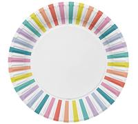 Folat 61921 Stoviglie Per Feste Piatti Ø 23cm 8 pezzi Strisce Pastello - Piatti Di Carta per Cena di compleanno, festa per bambini, festa, matrimoni, baby shower