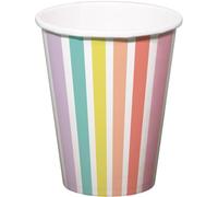 Folat 61922 Stoviglie Per Feste Bicchieri 250ml 6 pezzi Strisce Pastello - Bicchieri Di Carta per Cena di compleanno, festa per bambini, festa, matrimoni, baby shower