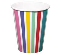 Folat 61925 Stoviglie Per Feste 250ml 6 pezzi Strisce Color Pop-Bicchieri Di Carta per Cena di compleanno, bambini, festa, matrimoni, baby shower, Mehrfarbig