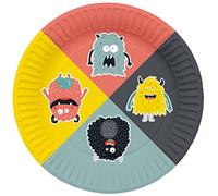Folat 61928 Stoviglie Per Feste Piatti Ø 23cm 8 pezzi Monster Bash - Piatti Di Carta per Cena di compleanno, festa per bambini, festa, matrimoni, baby shower