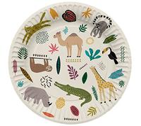Folat 61929 Stoviglie Per Feste Piatti Ø 23cm 8 pezzi Zoo Party - Piatti Di Carta per Cena di compleanno, festa per bambini, festa, matrimoni, baby shower
