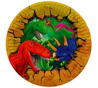 Folat 61932 Stoviglie Per Feste Ø 23cm 8 pezzi Dinosauro-Piatti Di Carta per Cena di compleanno, bambini, festa, matrimoni, baby shower, Multicolore