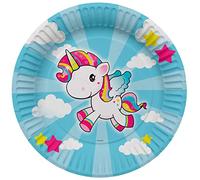 Folat 61933 Stoviglie Per Feste Ø 23cm 8 pezzi Unicorno-Piatti Di Carta per Cena di compleanno, bambini, festa, matrimoni, baby shower, Multicolore