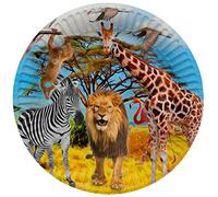 Folat 61934 Stoviglie Per Feste Ø 23cm 8 pezzi Safari-Piatti Di Carta per Cena di compleanno, bambini, festa, matrimoni, baby shower, Multicolore