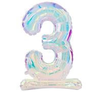 Folat 62948 Palloncino numeri 3 Iridescente 72 cm - Senza elio - Decorazioni per Compleanno, Baby shower, Matrimoni e Anniversario