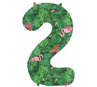 Folat 64152 Palloncino di alluminio Numero Figura 2 Jungle Vibe Verde 86 cm - decorazione palloncino di elio per compleanno, anniversario