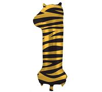 Folat 64161 Palloncino di alluminio Numero Figura 1 Tiger Chic Arancioner 86 cm - decorazione palloncino di elio per compleanno, anniversario