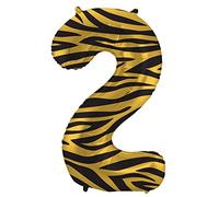 Folat 64162 Palloncino di alluminio Numero Figura 2 Tiger Chic Arancioner 86 cm - decorazione palloncino di elio per compleanno, anniversario