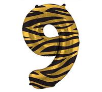 Folat 64169 Palloncino di alluminio Numero Figura 9 Tiger Chic Arancioner 86 cm - decorazione palloncino di elio per compleanno, anniversario