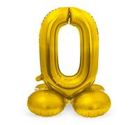 Folat 64700 Palloncino di alluminio con Base Numero Figura 0 Oro 86 cm - decorazione palloncino di elio per compleanno, anniversario