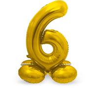 Folat 64706 Palloncino di alluminio con Base Numero Figura 6 Oro 86 cm - decorazione palloncino di elio per compleanno, anniversario