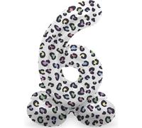 Folat 64746 Palloncino di alluminio Numero con Base Figura 6 Bright Panther Bianco Nero 41 cm - decorazione palloncino per compleanno, anniversario, non è necessario l'elio