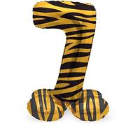 Folat 64757 Palloncino di alluminio Numero con Base Figura 7 Tiger Chic Arancioner 41 cm - decorazione palloncino per compleanno, anniversario, non è necessario l'elio