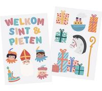 Folat 65715 Adesivi per finestre 'Welkom Sint & Pieten' - Sint en Pieten - 13 pezzi - San Nicola Decorazione bambini