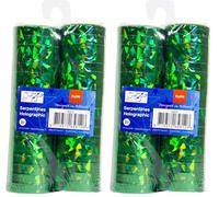Folat 65812 - Stelle filanti - Verde olografico - 2 Rotoli da 18 Serpenti - 4 m di Lunghezza (Confezione da 2)