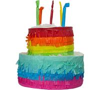 Folat 65837 - Pignatta a forma di torta rainbow Multicolore dimensioni 25x23 cm - Decorazioni per feste di arcobaleno, compleanno, addio al nubilato, gioco per feste