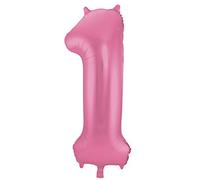 Folat 65901 Palloncino di Alluminio Numero Figura 1 Rosa Metallizzato Opaco 86 cm - Decorazione Palloncino di Elio per Compleanno, Anniversario