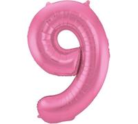Folat 65909 Palloncino di Alluminio Numero Figura 9 Rosa Metallizzato Opaco 86 cm - Decorazione Palloncino di Elio per Compleanno, Anniversario