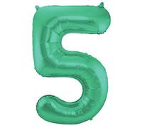 Folat Number 65915 alluminio Numero Figura 5 Verde Metallizzato Opaco 86 cm-decorazione palloncino di elio per compleanno, anniversario, Taglia unica