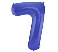 Folat 65927 Alluminio Numero Figura 7 Blu Metallizzato Opaco 86 cm-Decorazione Palloncino di Elio per Compleanno, Anniversario, Colore