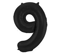 Folat 65939 alluminio Numero Figura 9 Nero Metallizzato Opaco 86 cm-decorazione palloncino di elio per compleanno, anniversario, large