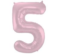 Folat 65955 Palloncino di alluminio Numero Figura 5 Rosa Pastello Metallizzato Opaco 86 cm - decorazione palloncino di elio per compleanno, anniversario