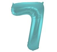 Folat 65967 Palloncino di alluminio Numero Figura 7 Pastello Aqua Metallizzato Opaco 86 cm - decorazione palloncino di elio per compleanno, anniversario