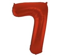 Folat 65987 Palloncino di alluminio Numero Figura 7 Rosso Metallizzato Opaco 86 cm - decorazione palloncino di elio per compleanno, anniversario