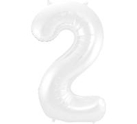 Folat 65992 Palloncino di alluminio Numero Figura 2 Bianco Metallizzato Opaco 86 cm - decorazione palloncino di elio per compleanno, anniversario