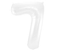 Folat 65997 Palloncino di alluminio Numero Figura 7 Bianco Metallizzato Opaco 86 cm - decorazione palloncino di elio per compleanno, anniversario