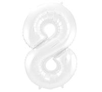 Folat 65998 Palloncino di alluminio Numero Figura 8 Bianco Metallizzato Opaco 86 cm - decorazione palloncino di elio per compleanno, anniversario